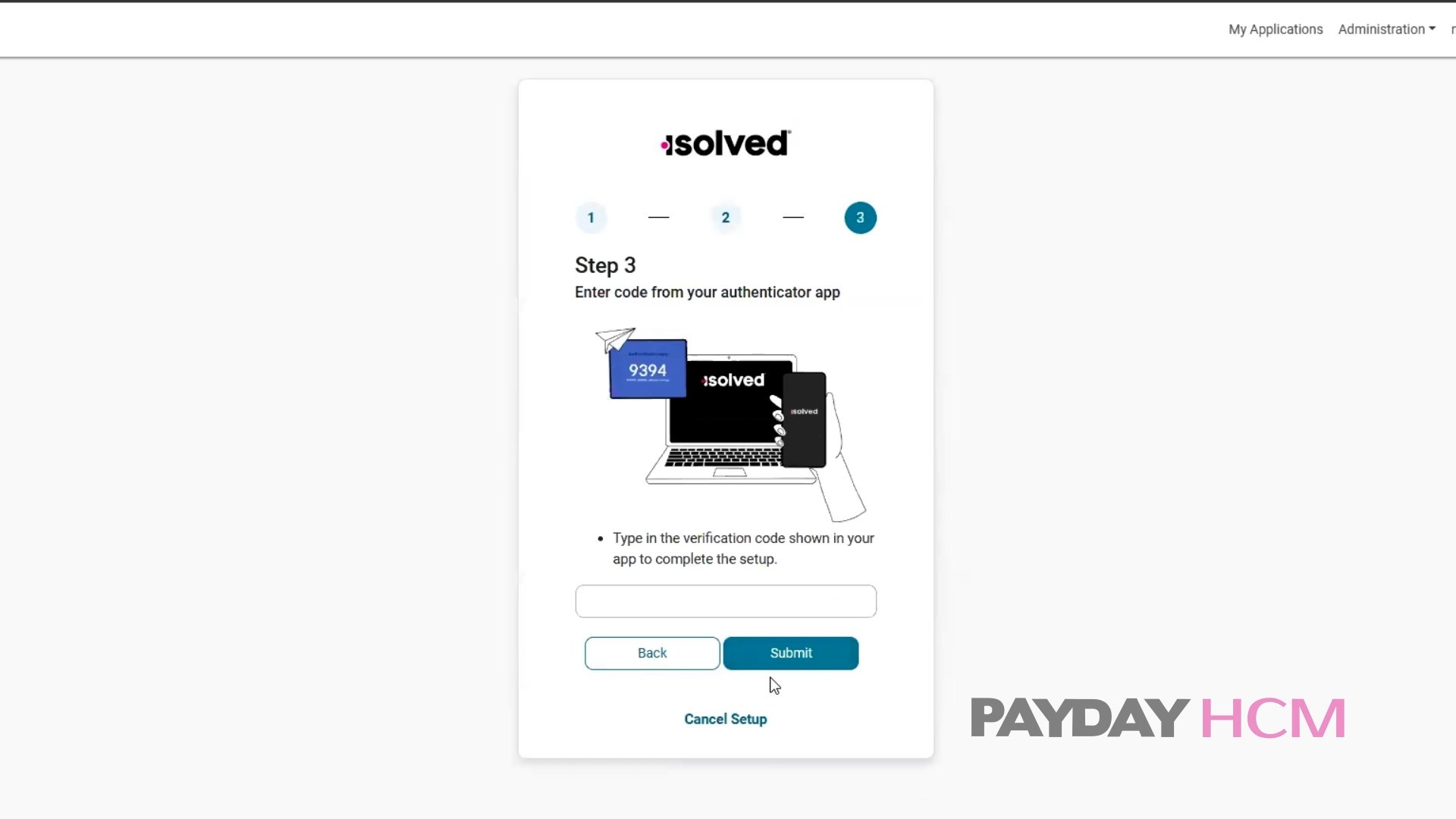 isolved step three authenticator app setup