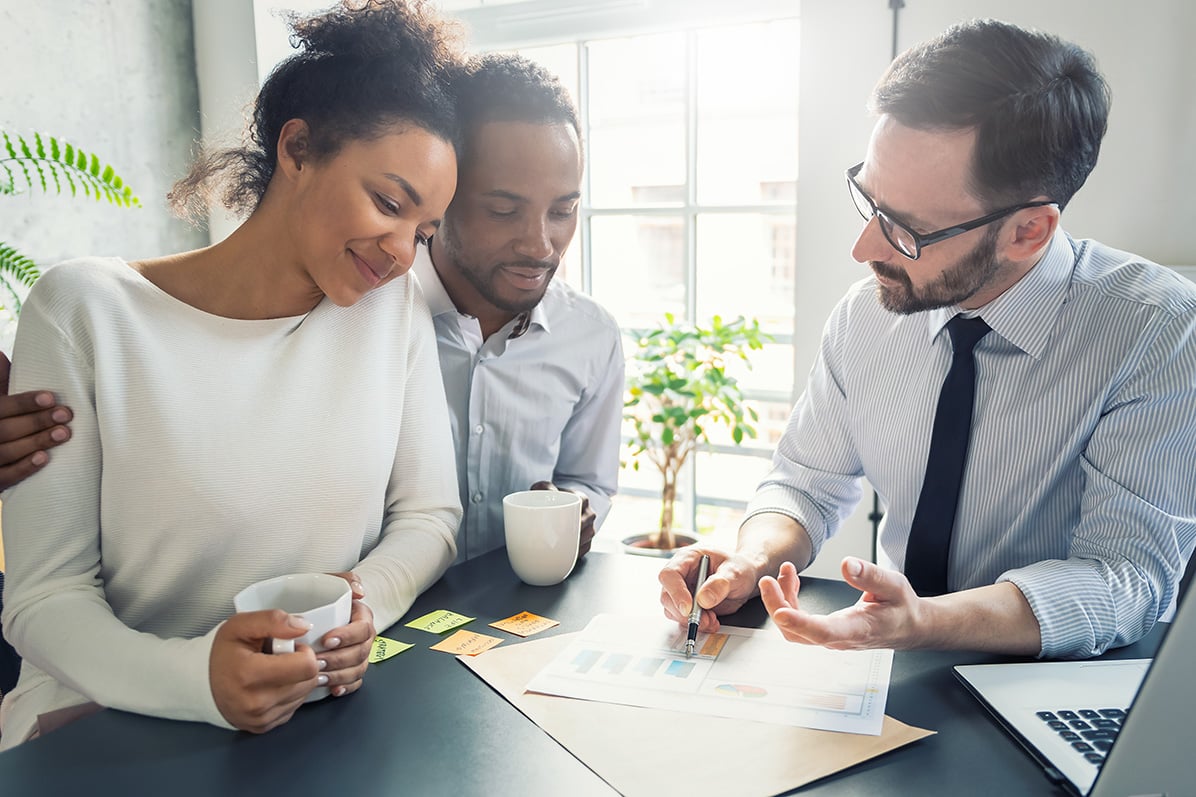 Family couple consultations with a lawyer or insurance agent