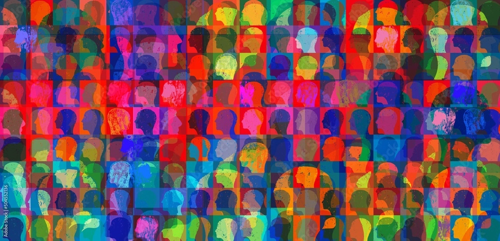 colorful painting of abstract human profiles