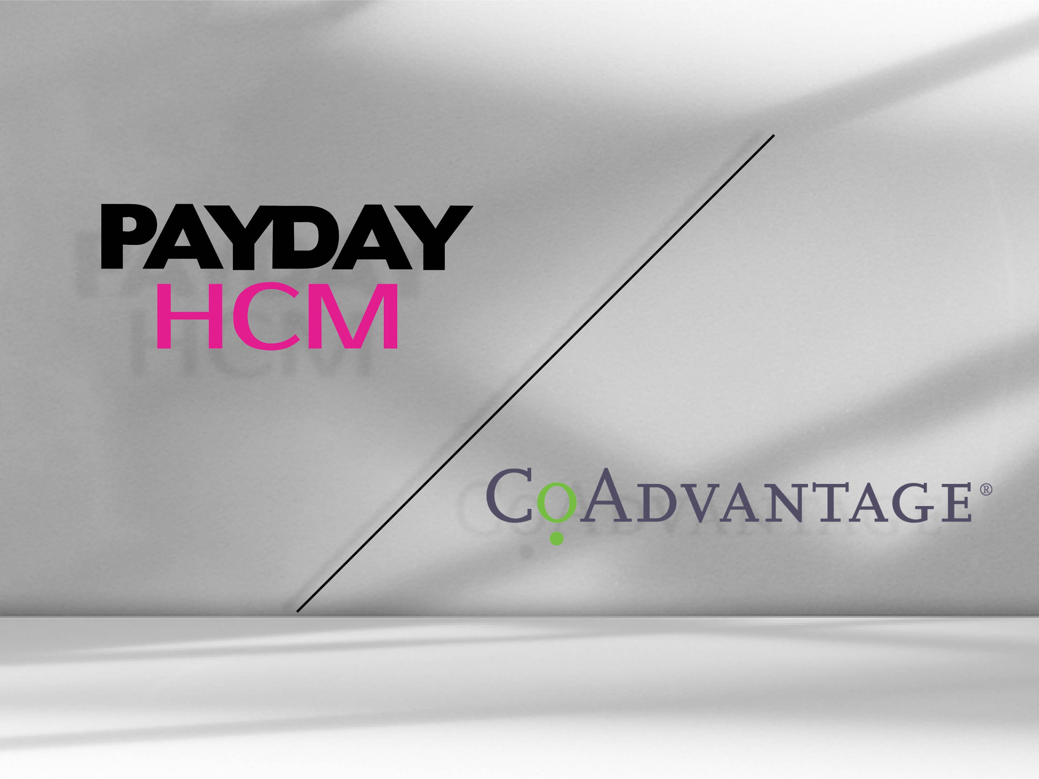 a graphic featuring the logos of payday hcm and coadvantage
