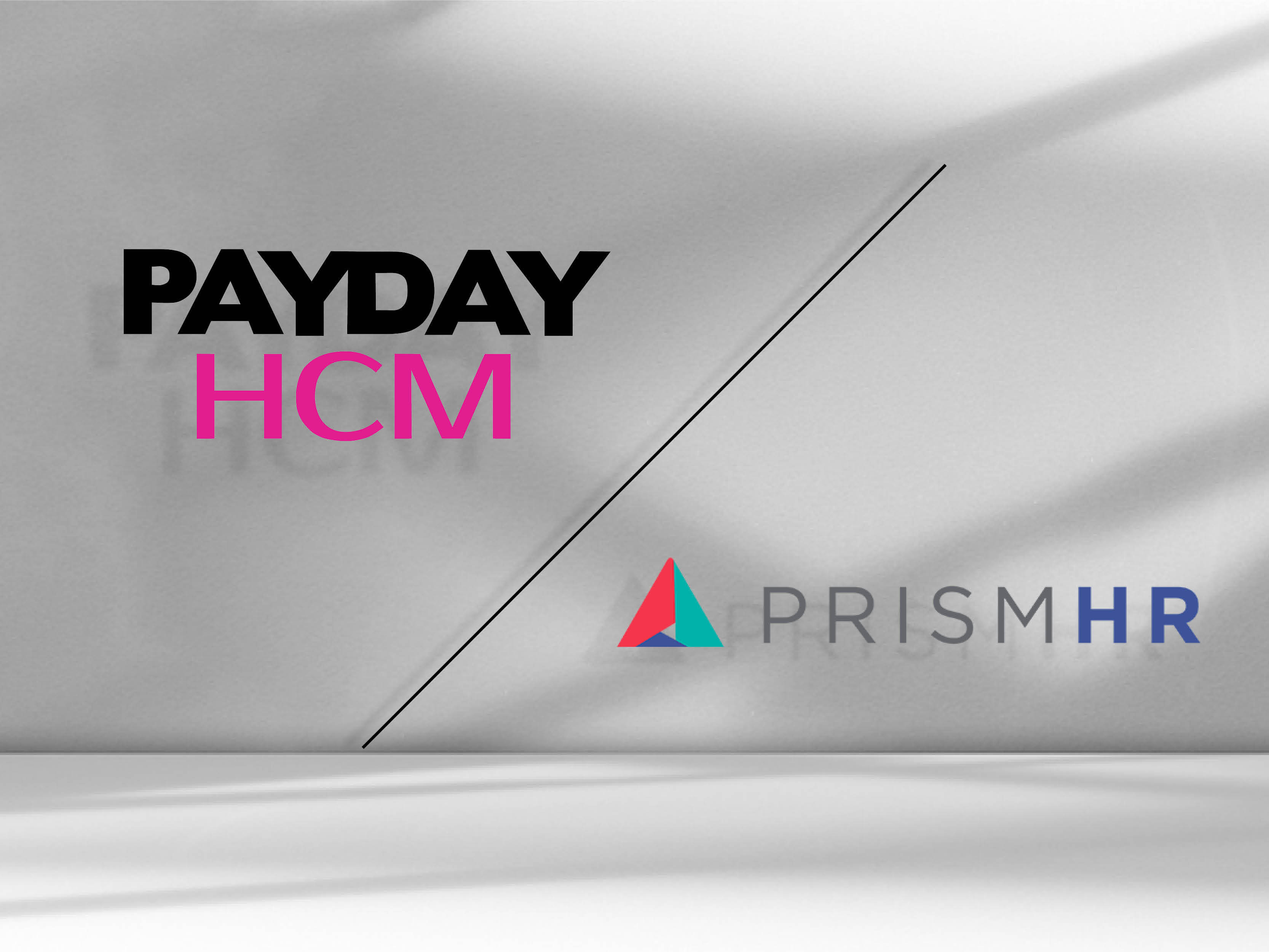 a graphic featuring the logos of payday hcm and prismhr