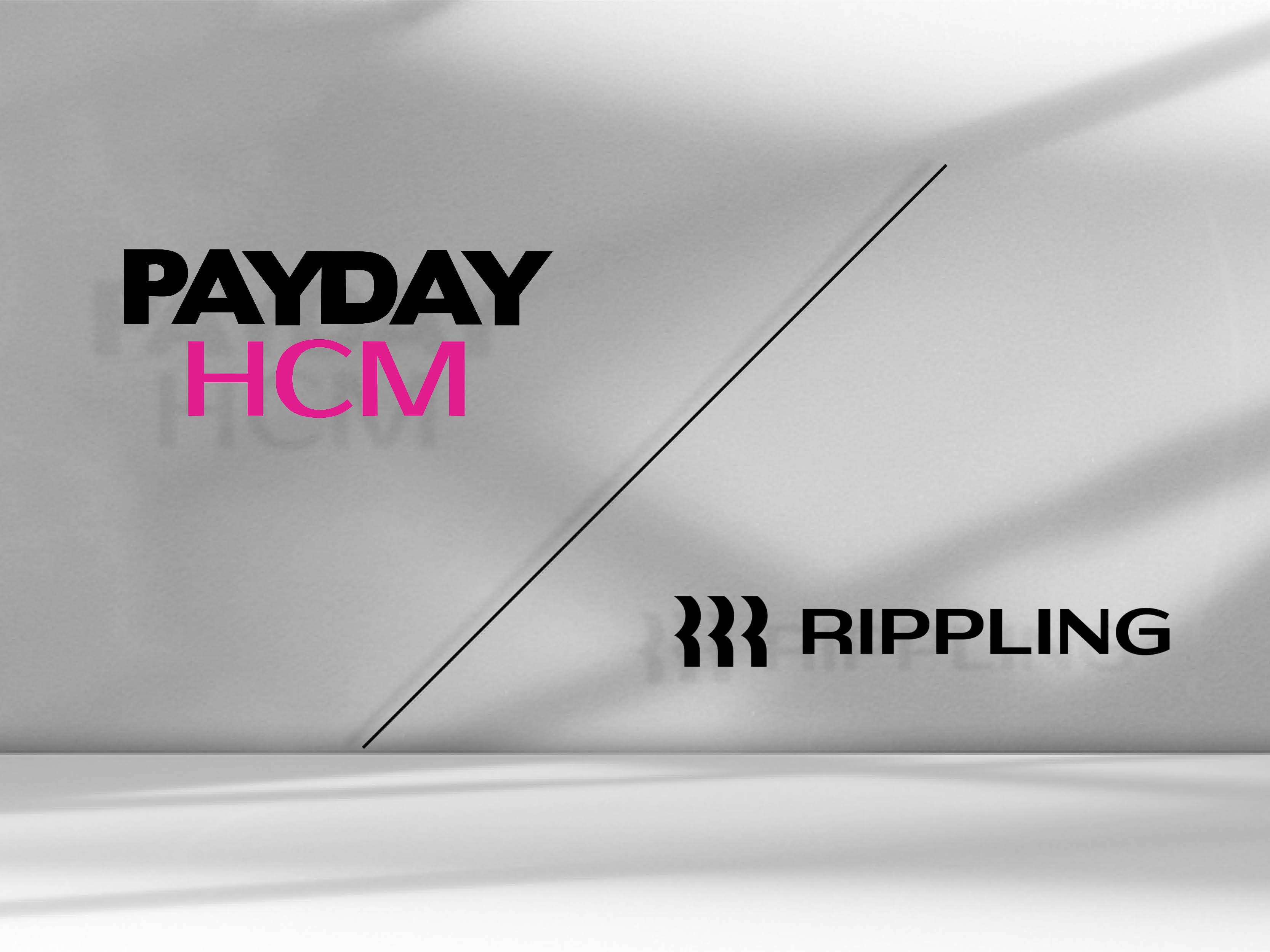 a graphic featuring the logos of payday hcm and rippling